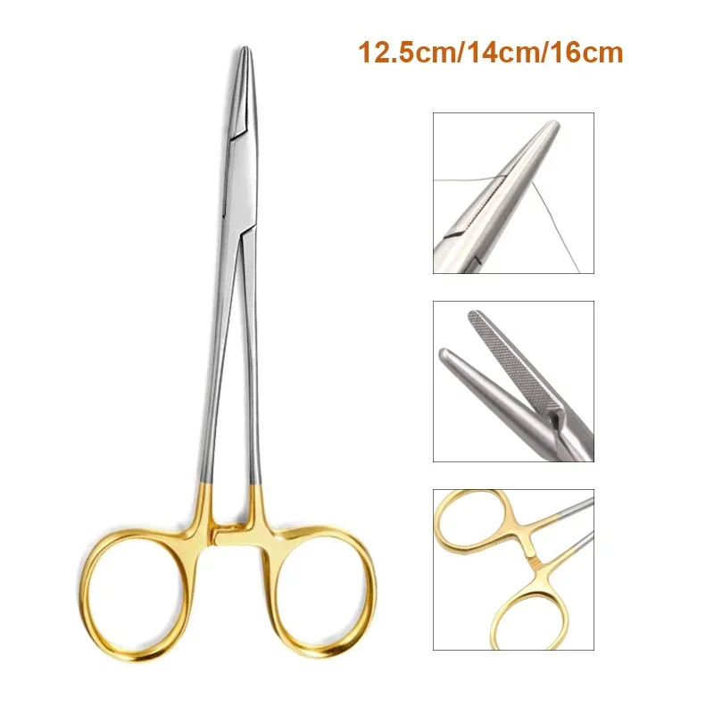 

1PC Dental Needle Holder Plier Reusable Stainless Steel Gold Plated Handle Orthodontic Forcep Dentistry Surgical Instrument Tool