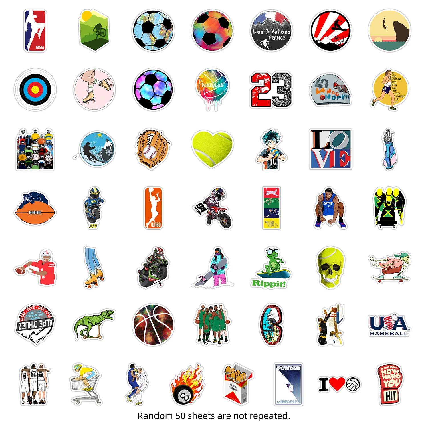 

10/50PCS Multiple Hybrid Sports Graffiti Decorative Locomotive Helmet Skateboard Car Water Cup Waterproof Sticker Kids Toy