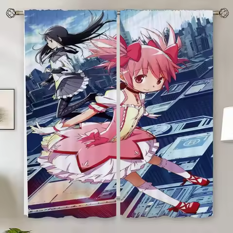 Puella Magi Madoka Magica Blind Curtain Anti-mosquito Curtains for Living Room Kitchen Curtains Salon 2 Pieces Christmas Blinds