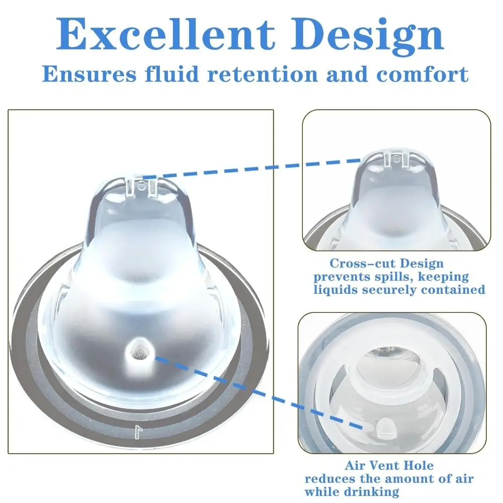 

4 Packs Food Grade Silicone Learner Cup Spout Leak-Proof Design BPA-Free Sippy Cups Spout for NUK Learner Cup & Active Cup