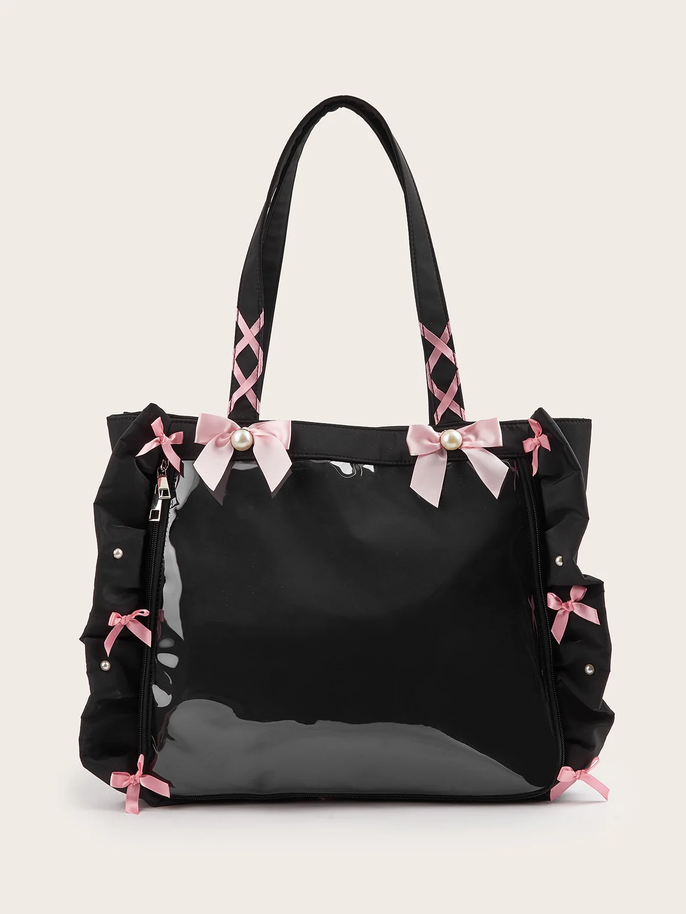 اليابانية كشكش الشريط القوس الألم حقيبة موضة Kawaii لطيف الفتيات كوس يده حقيبة كتف سعة كبيرة شارة حقيبة ظهر الطالب