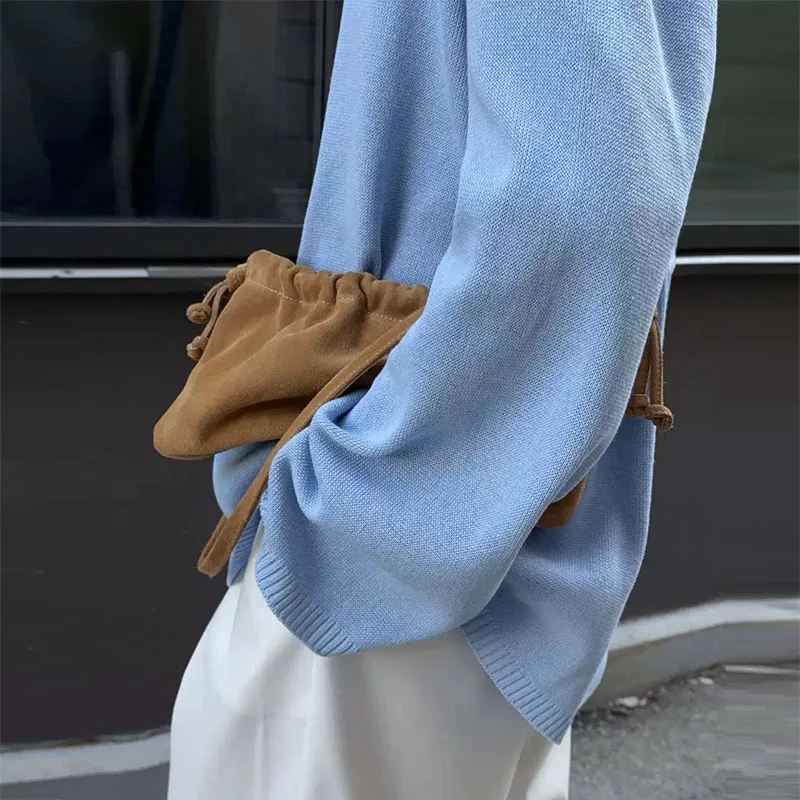 

Lady Simple Hollow Out Commute Jumper Leisure Backless Long Sleeve Knitted Pullovers Autumn Winter New Solid Color Loose Sweater