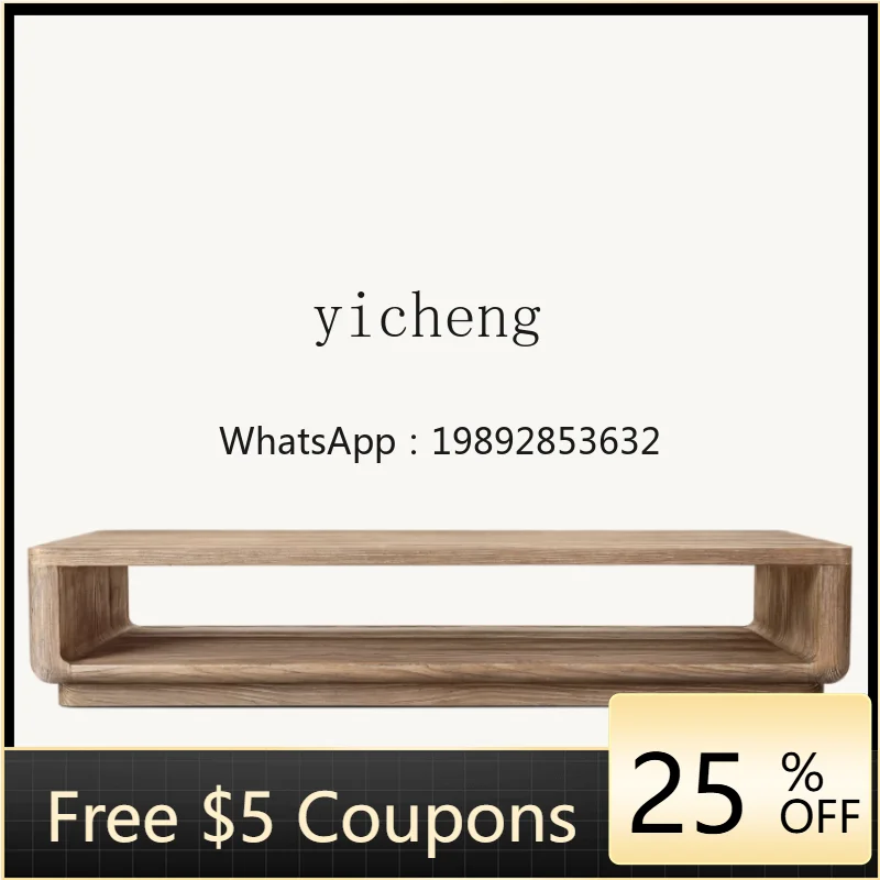 Solid Wood Coffee Table Home Vintage Oak Rectangular Tea Table Simple Living Room Storage Coffee Table