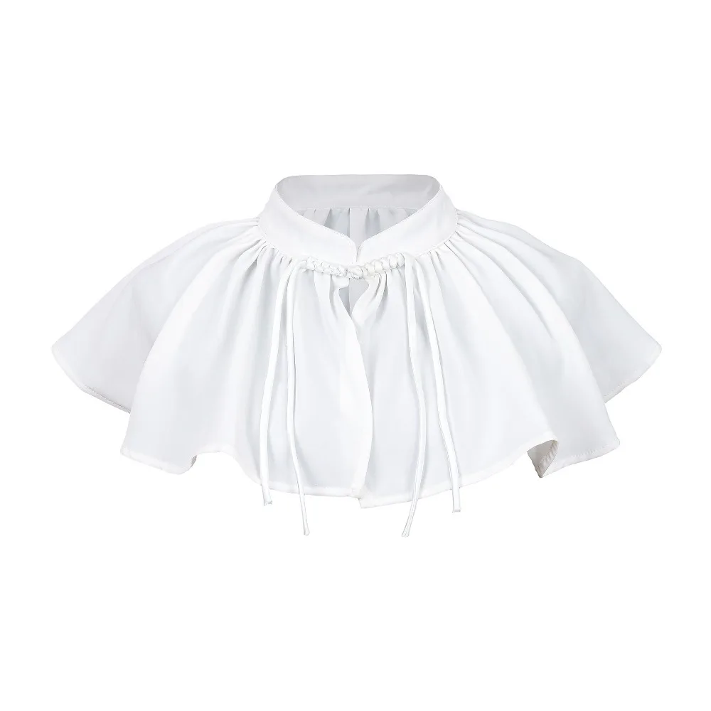 

Модный декоративный воротник-шаль с рюшами, белый элегантный воротник-шаль, съемный воротник с бантом, винтажный декор для блузок, фальшивый воротник для девочек