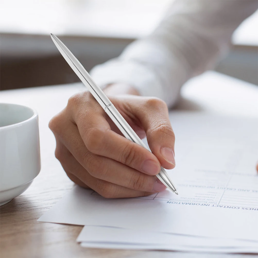 

Вертикальная настольная ручка для подписи из нержавеющей стали, профессиональный офисный письменный инструмент, износостойкие чернила, длинная удобная ручка