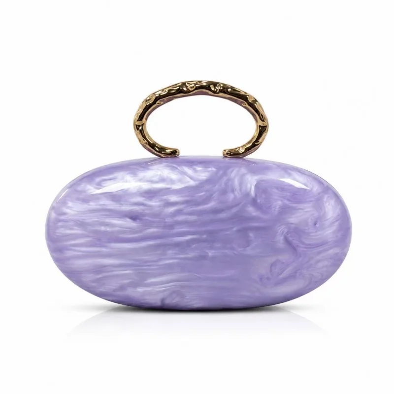 Oval Shaped Evening Purse Wedding Prom Acrylic Clutch Bag Women's Luxury Party Day Dating Handbag Elegant Banquet Bag