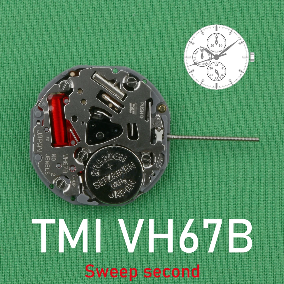 TMI VH67 movement Sweep second Multi-eye (day, date,24 hr) quartz