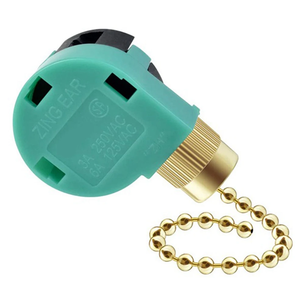 4 szt. Przełącznik wentylatora sufitowego Zing Ear ZE-268S6, 3 prędkości, 4 przewody, przewód łańcuchowy, części przełącznika urządzenia (złoty)