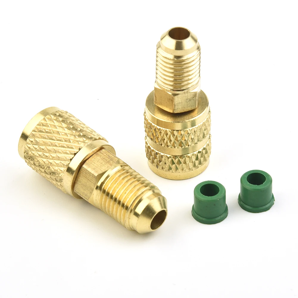 2PCS Vacuum Pump Brass Adapter R410a Adapter 5/16 SAE F Quick Couplers To 1/4 SAE For Air Conditioning Adapter Quick Coupling