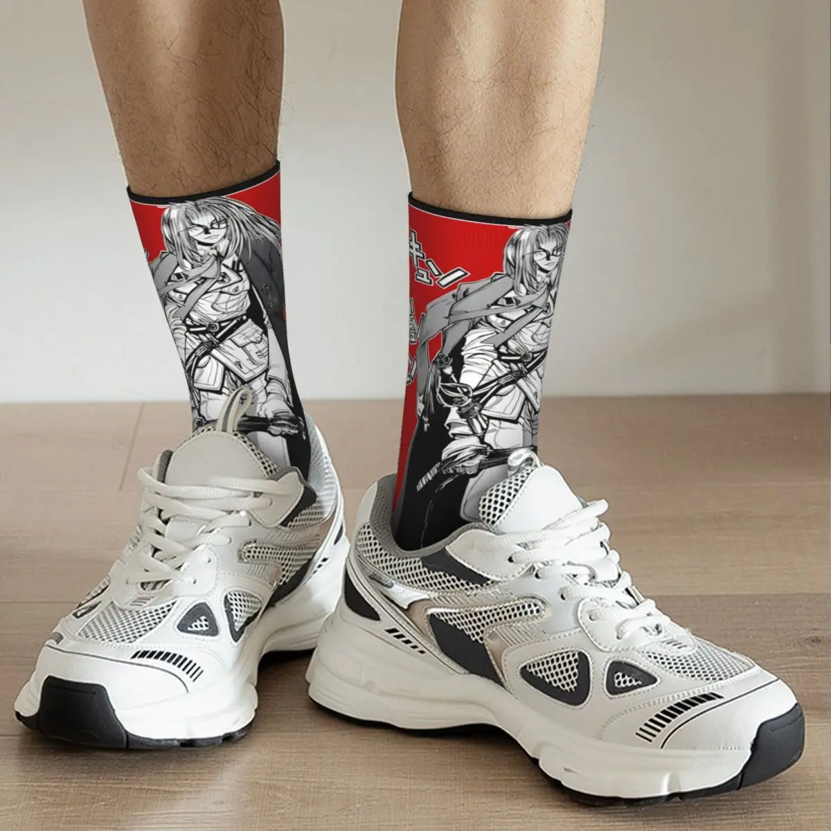 Vibes Men's Socks Vintage Harajuku Hellsing Street Style Novelty Pattern Crew Sock