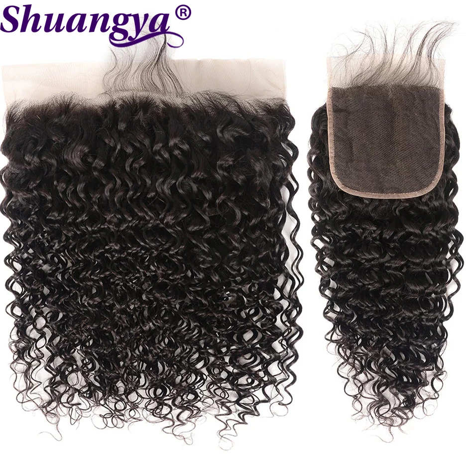 Brazilian Water Wave Lace Frontal 13X4 Ear to Ear 4X4 Lace Closure 150% Destiny 5x5 HD Lace Closure  Remy Human hair Shuangya