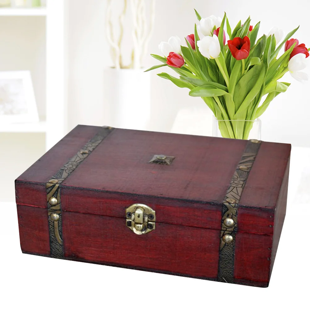 

Wooden Jewelry Box Rusty Bronze Fasteners Vintage Style Storage Case For Jewelry Organizer Gift Wood Storage Box