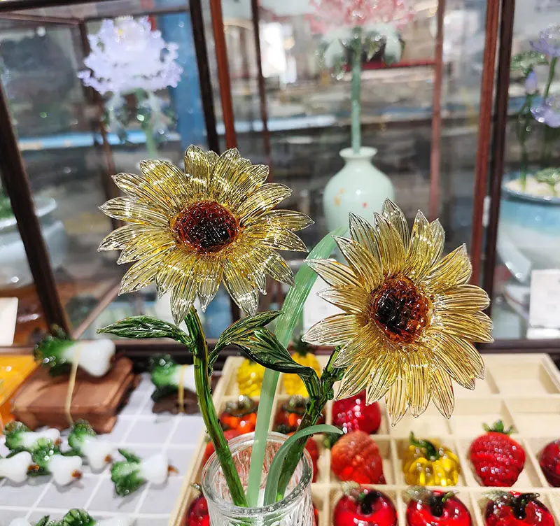 Handmade glazed home decoration ornament simulation immortal flower simulation peony flower souvenir