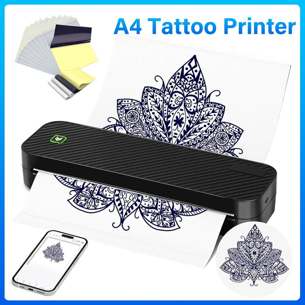 

A4 Thermal Printer Mini Portable Printer Inkless Bluetooth Document Tattoo Photo Printer For Office Travel Business School Study