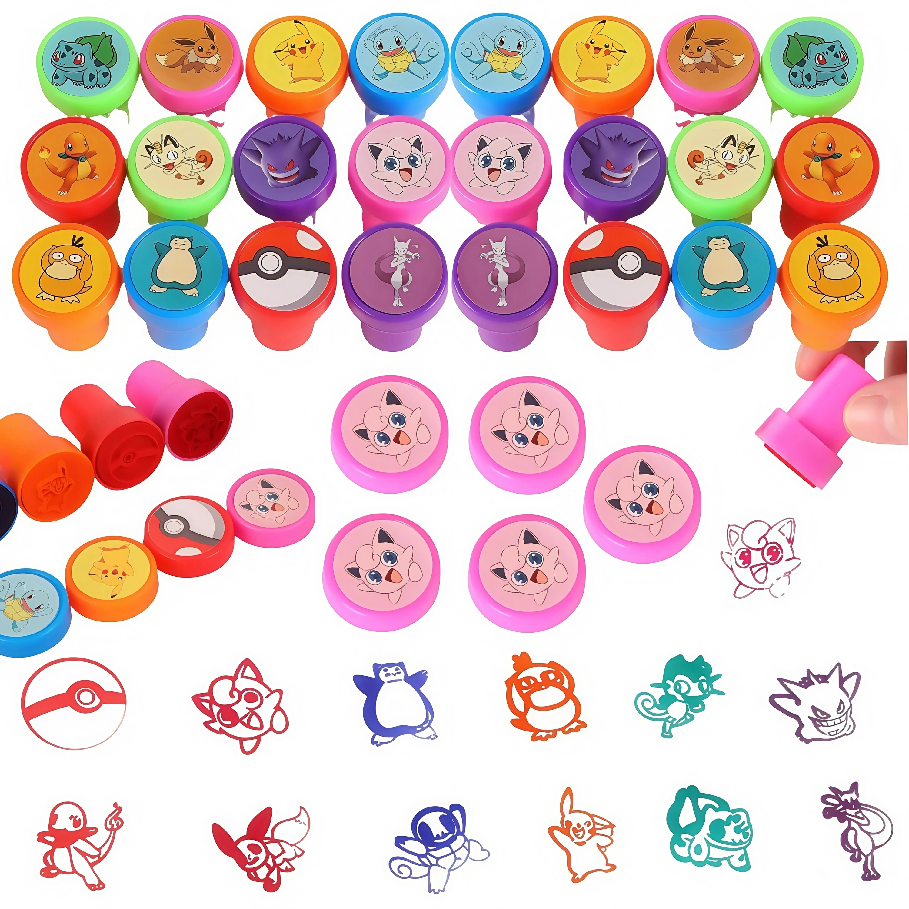 

12/24pcs Pokemon Series Stamps Classic Anime Peripherals Cute Pikachu Seal Teacher Reward Gifts School Party Supplies Kawaii Toy