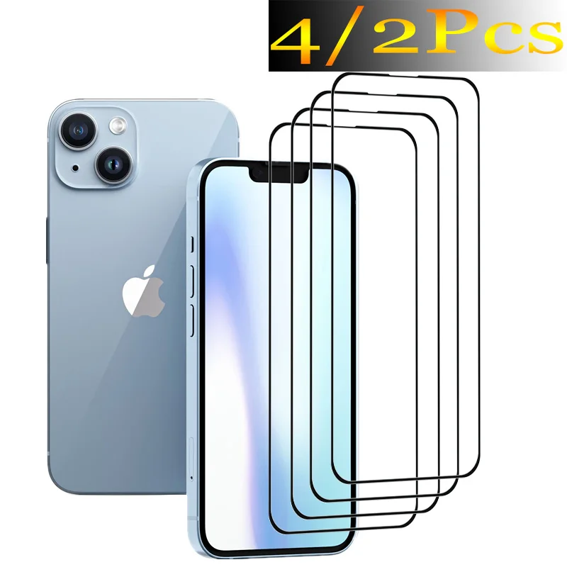 

Upgrade Full Cover For Apple iphong 14 14Plus 14pro Tempered glass 14pro max Screen protector Shockproof 9H Front film 4/2Pcs