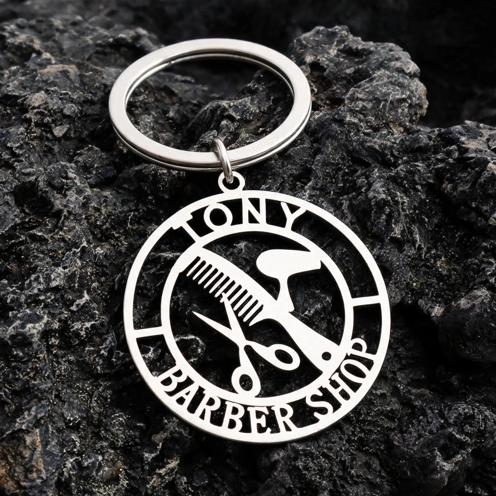 Custom Barber Name Pendant Keychain Personalized Hairdresser Keyring Name Customed Birthday Accessory Gifts For Men/Women