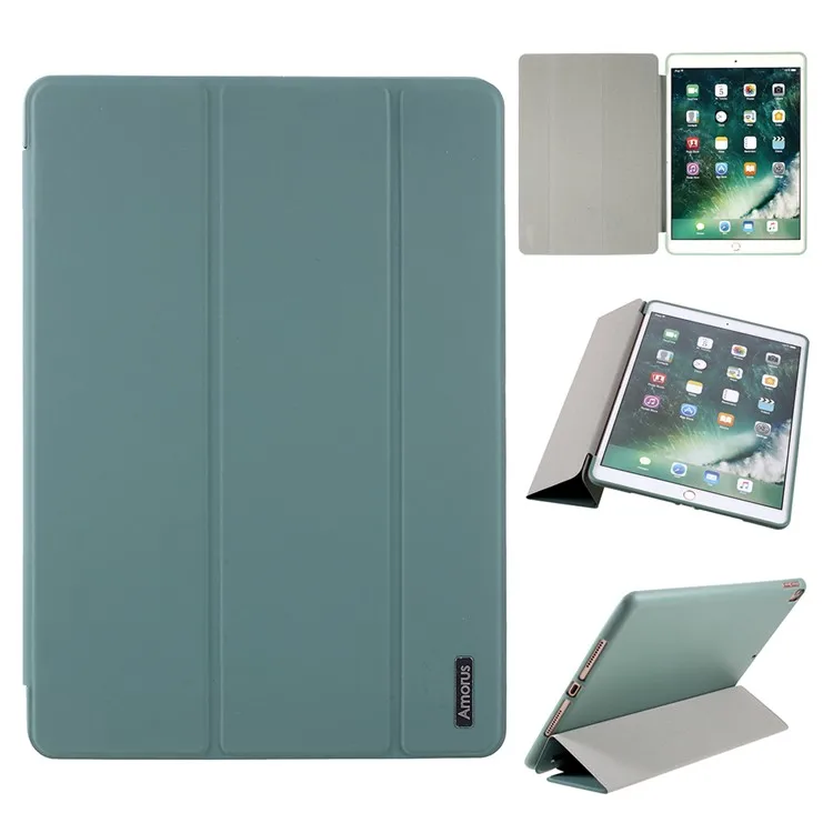 

AMORUS Tri-fold Stand Leather Smart Case with TPU Back Cover for iPad 10.2 (2021)/(2020)/(2019) - Green