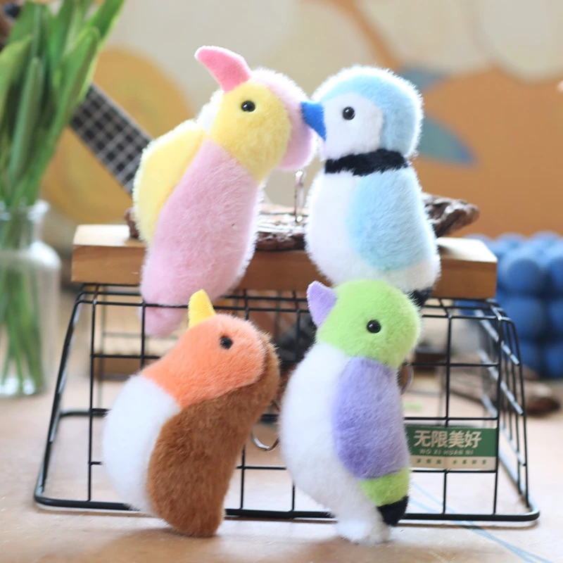 1PC Cute Simulation Parrot Toucan Plush Doll Toy Key Chain Pendant Backpack Hangings Ornaments Gifts