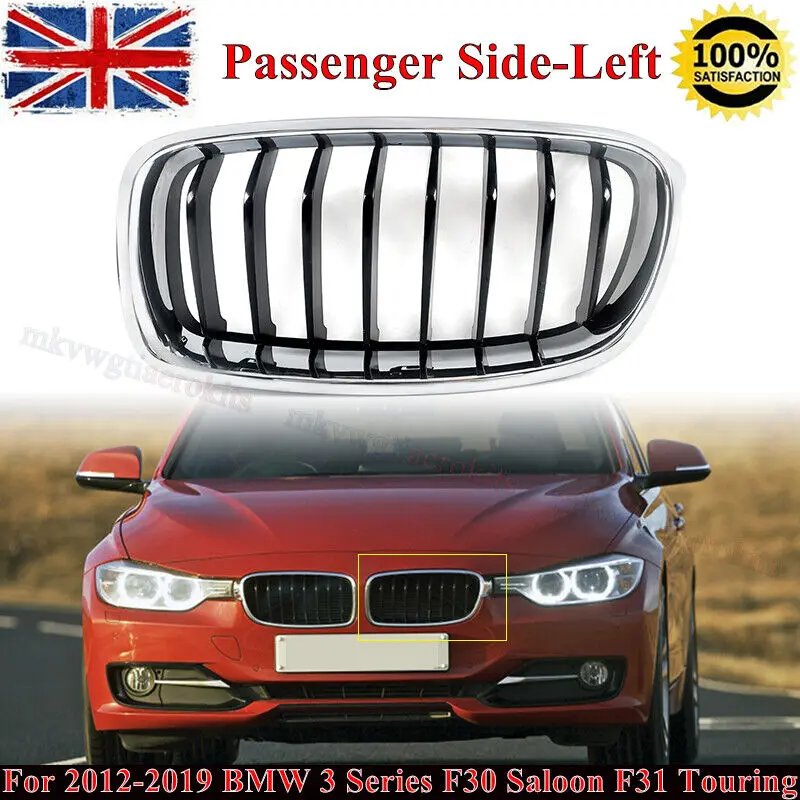 

SAIQINGSP Car Accessories Tools Passenger N/S Front Kidney Grille Chrome+Black For BMW 3Series F30 F31 2012-2019