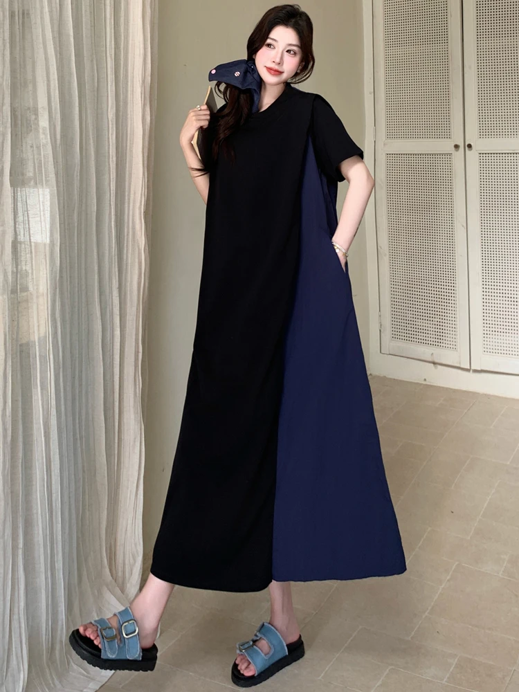 فستان صيفي NYFS 2025 على الطراز الكوري للنساء فضفاض مقاس كبير مكون من قطعتين فستان طويل رداء Elbise #2