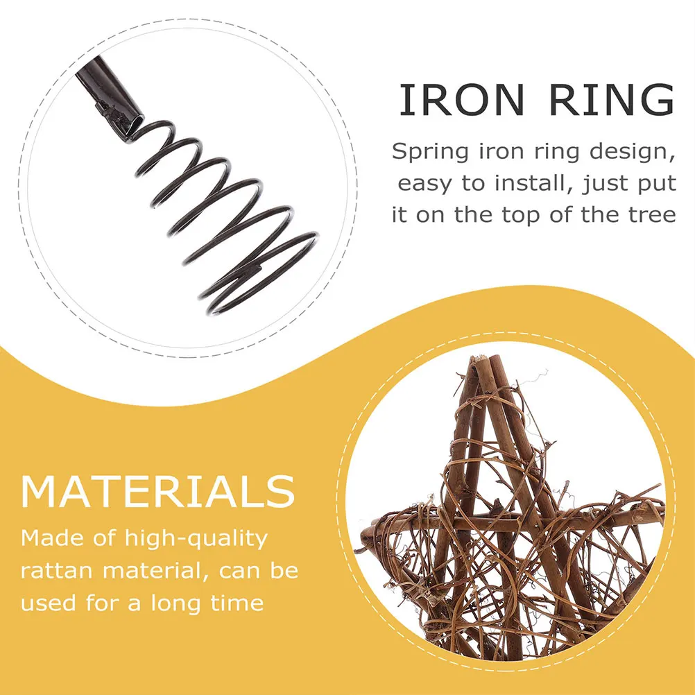 

2pcs Tree Christmas Tree Decor Rustic Wooden Star Adornment For Xmas Party Photography Props Treetop Decoration