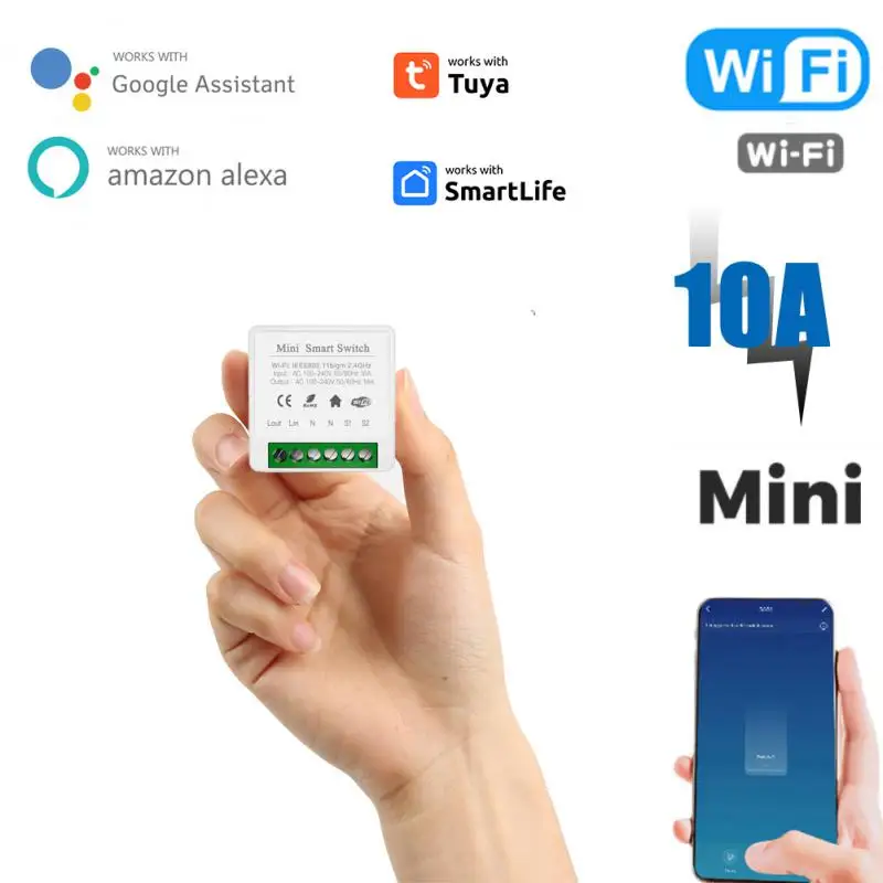 Smart Switch Mini Breaker Switch Module Timer Wifi 10a Draadloze Schakelaars Tuya Compatibel Met Alexa Home