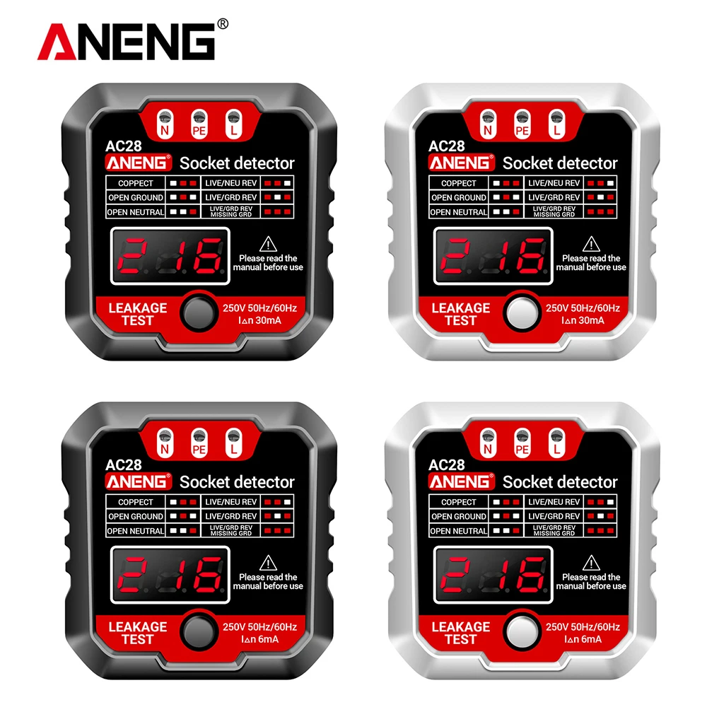 ANENG AC28 Socket Tester LCD Digital Display Test Power Socket US/EU Plug Polarity Phase Pheck Detector Voltage Tester Meter