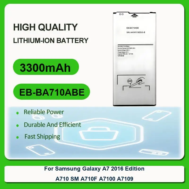 Replacement Mobile Phone Battery For Samsung Galaxy A7 2016 Edition A710 SM A710F A7100 A7109 EB BA710ABE EB-BA710ABE 3300mAh