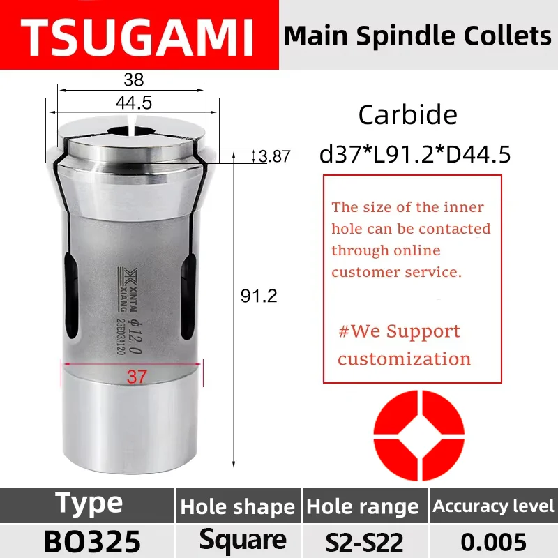 

Tsugami Square BO325 3827E 28.001 TD32S Headstock Collet Swiss type lathe chuck high precision carbide Guide bush
