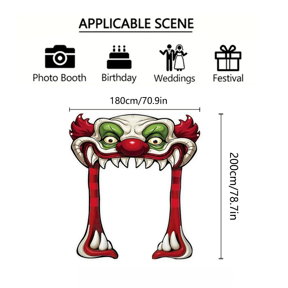 1Pc Scary Clown Halloween Door Banner Themed Party Photo Booth Halloween Party Supplies and Haunted Houses Decorations