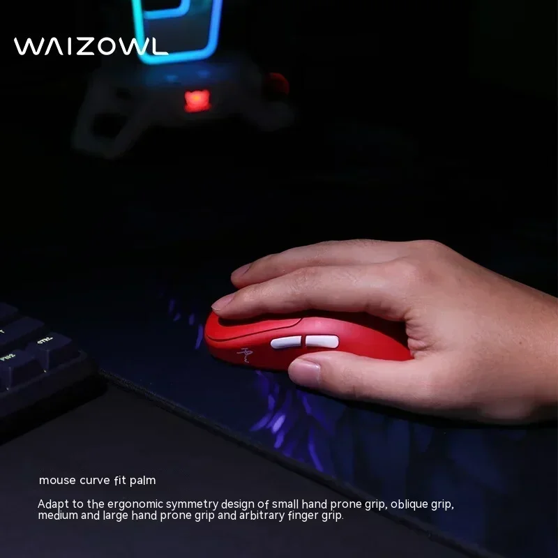 Waizowl Ogm Cloud E-Sport Mosue Tri-Modus Bluetooth Wireless Paw3395 leichte Maus Ergonomie Zubehör für Computer PC Geschenk