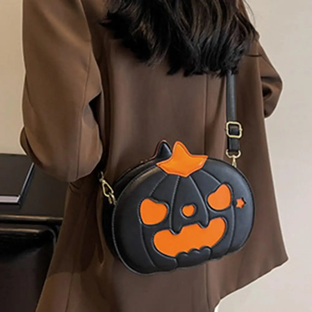 Women Crossbody Purse Demon Pumpkin Halloween Crossbody Bag with Adjustable Strap Zipper Closure Faux Leather for Travel