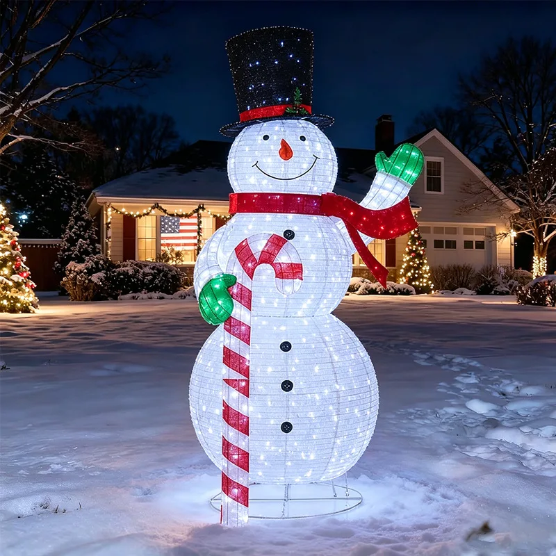 Christmas luminous animal decorative modeling lights large snowman plush Christmas props ornament clock in supermarket