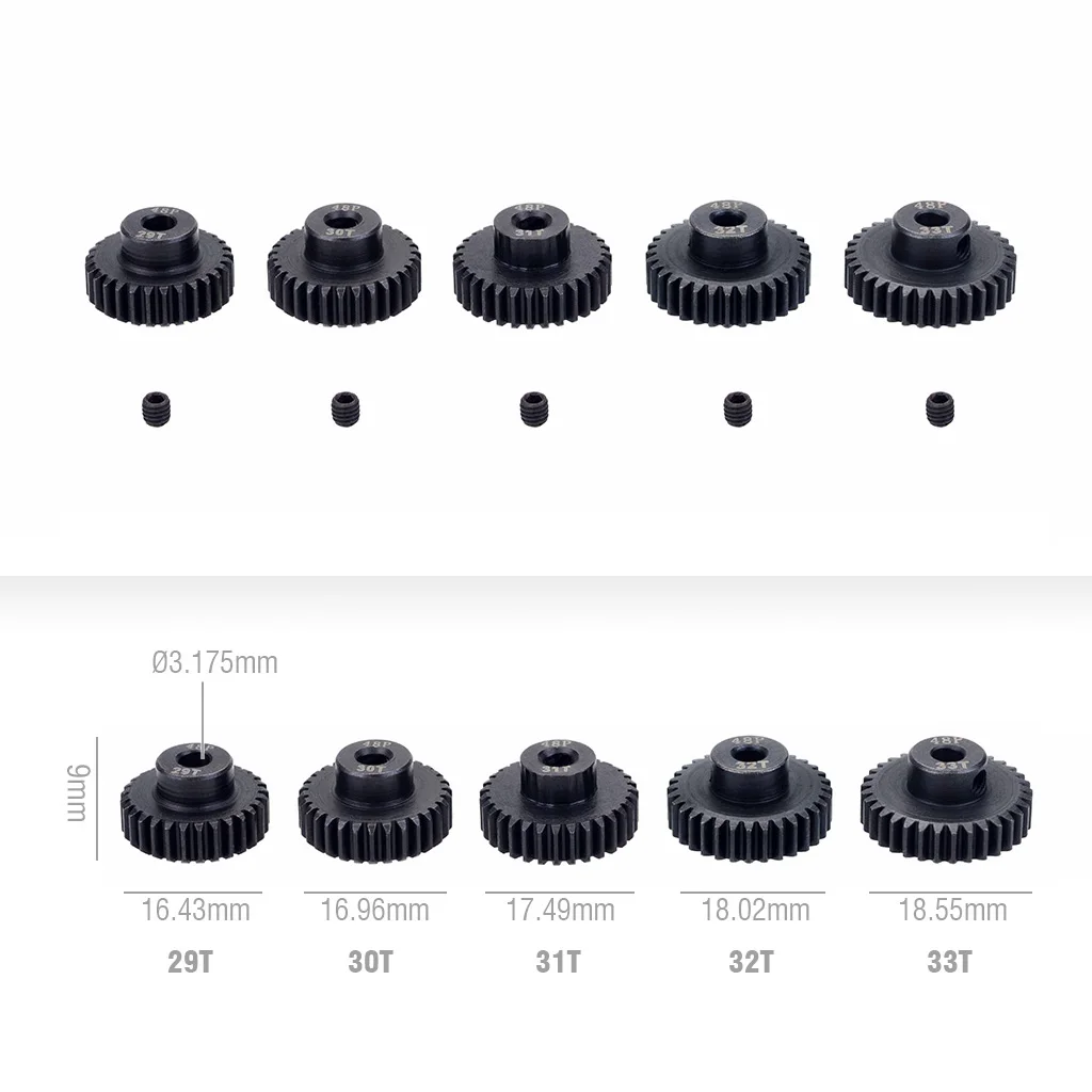 SURPASS HOBBY-piñón de engranaje de Motor 48DP, eje de 3.175mm para 1/10, 1/12, 1/14, coche RC, camión, Buggy, oruga, monstruo, todoterreno, Wltoys, 5 uds.