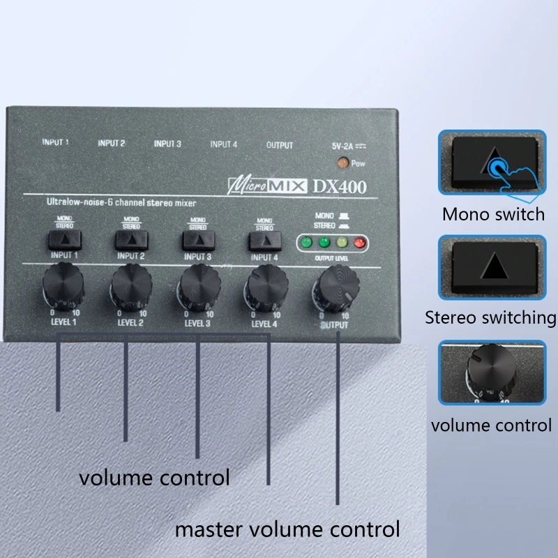 DX400 Mixer for Electronic Instruments, Mobile Phones, Computers,