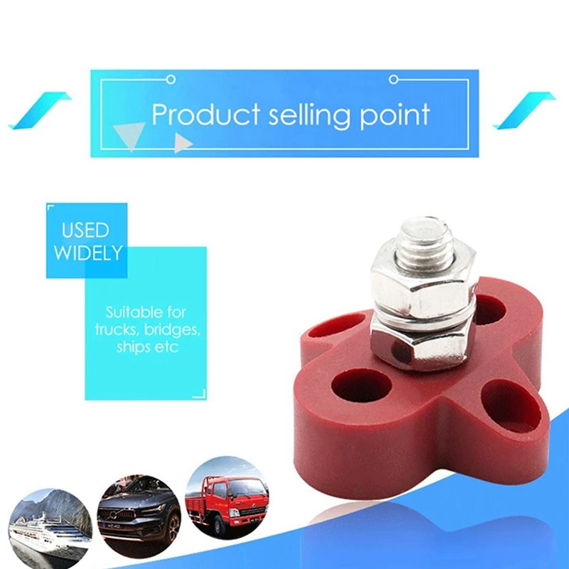 6Pcs 5/16 Inch DC 48V Busbar Power Terminal Block M8 Positive Negative Power Distribution Stud For RV Ship Boat