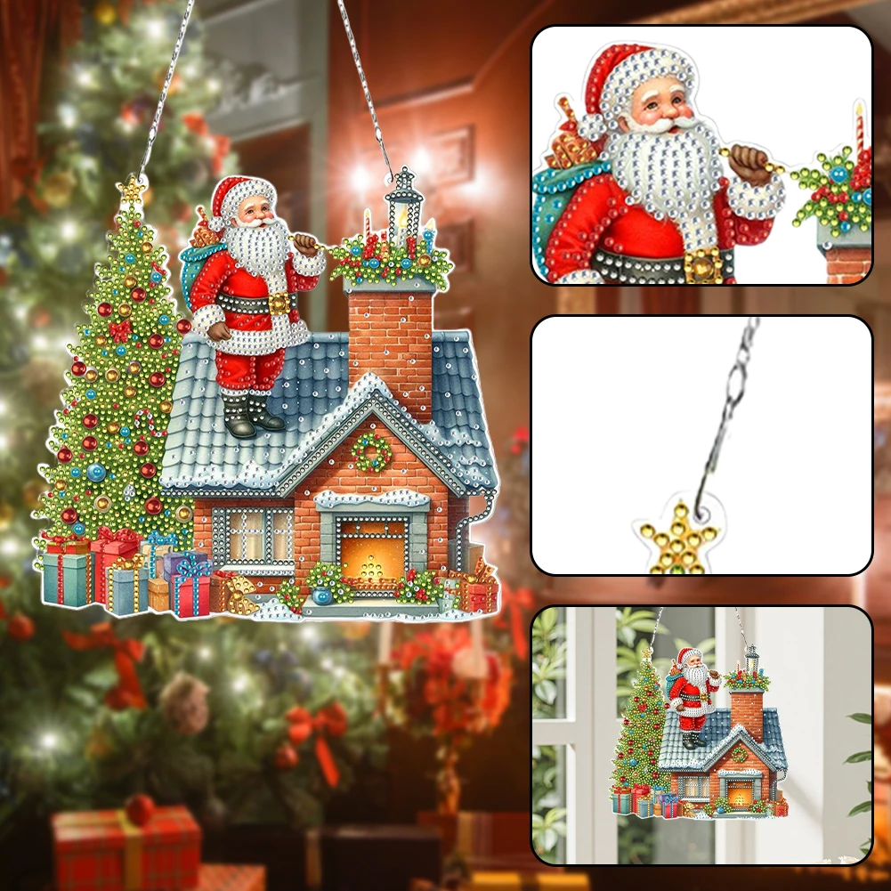 2DフラットクリスマスDIYハンギングダイヤモンドアートキッ - Resin Art Hanging のレビューと価格