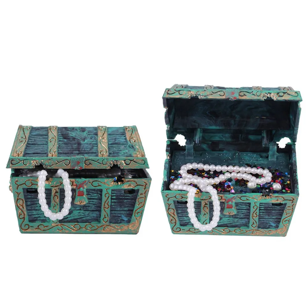 Green Treasure Box Ornament Creative Design Color Treasure Chest Aquarium Ornament Resin Underwater Landscape Fish Tank Ornament
