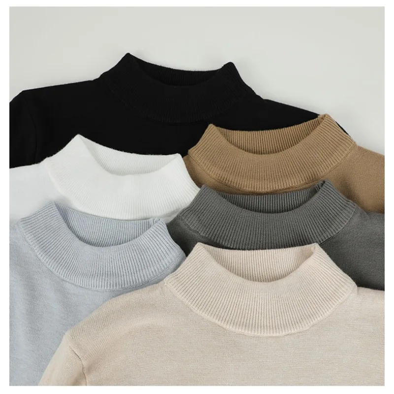 2026 Hot Sale Men Mock Neck Knit Sweater Male Korean Style Multi-color Long Sleeve Pullovers Fashion Casual Versatile Sweater