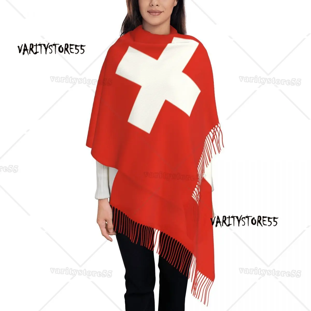 

Custom Print Swiss Switzerland Flag Scarf Men Women Winter Warm Scarves Shawl Wrap