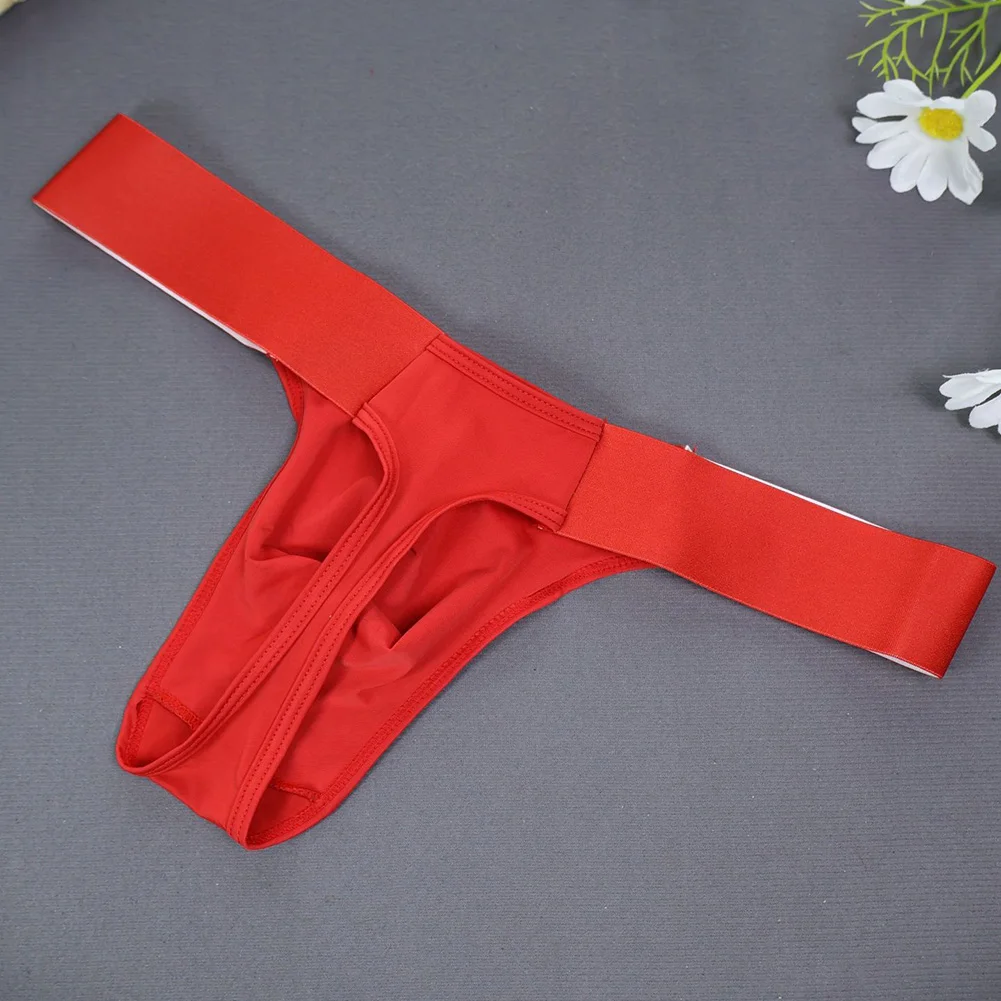 

Мужские однотонные эластичные трусы-стринги с широким поясом, U-образным вырезом, T-образной спинкой, мягкое нижнее белье для сна и спорта, G-стринги, мужские трусы