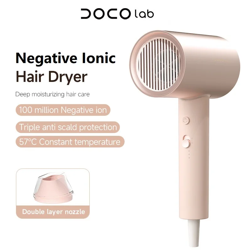 DOCO 100 million Negative Ionic Hair Dryer Hair Care Professinal Quick to Dry Smart Temperature Control Diffuser HairDryer