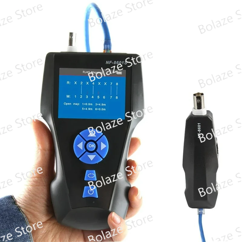 NF-8601S Network Cable Tester Multifunction TDR Length with PoE/PING/Port Voltage Tracker Diagnose Tool Detector