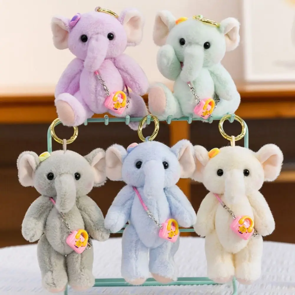 Cartoon Elephant Backpack Pendant Anti-lost Lovely Elephant Plush Toy 15cm Cute Elephant Plush KeyChain Bag Pendant