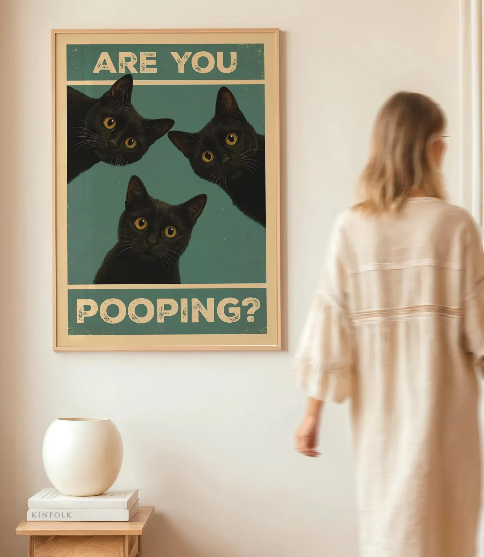 هل أنت أنبوب؟ ملصق القطط، طباعة نكت الحمام، ديكور فني جداري مضحك للمرحاض، طباعة القطط الطباعة، هدية #5