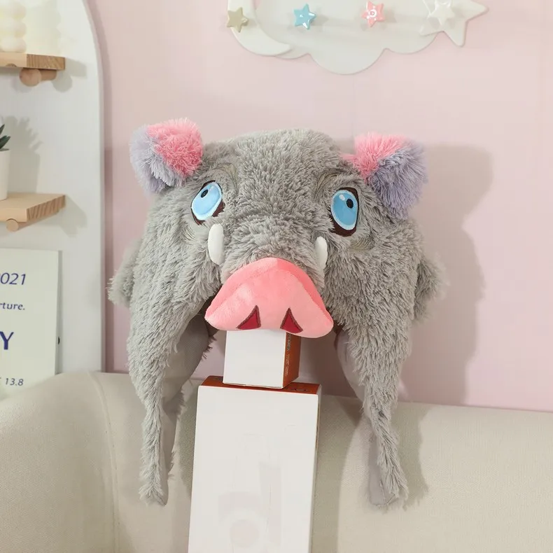 Accessoire de Cosplay tête de sanglier chapeau en peluche tueur de démons Hashibira Inosuke couvre-chef chaud anime japonais peluche Anime peluches cadeau