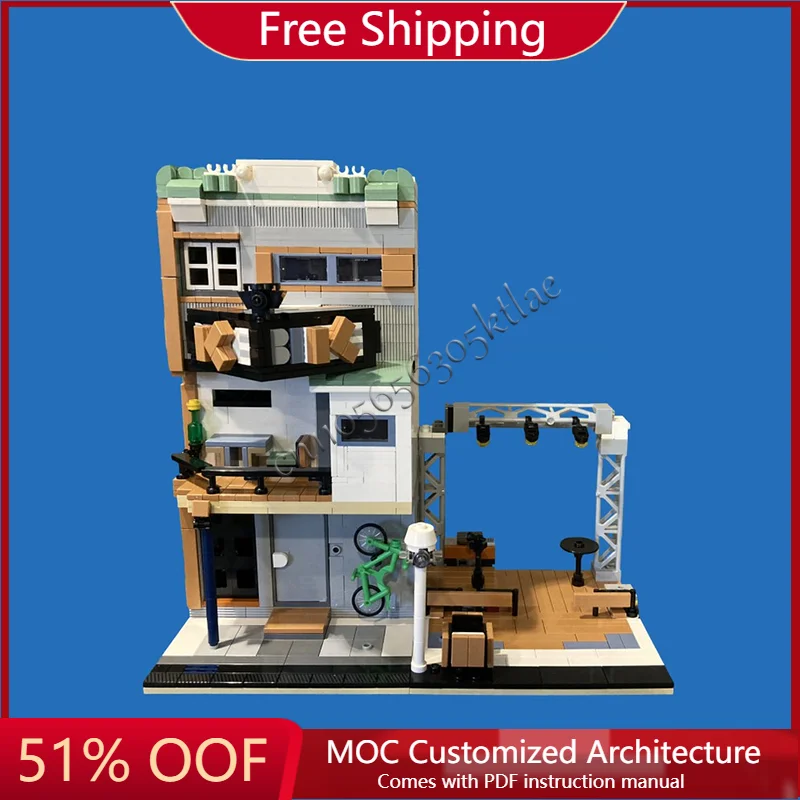 

1326 Parts Bike Shop With Street Scene Modular Customized Building Blocks Model Kids Assembly Display Toy Festival Surprise Gift