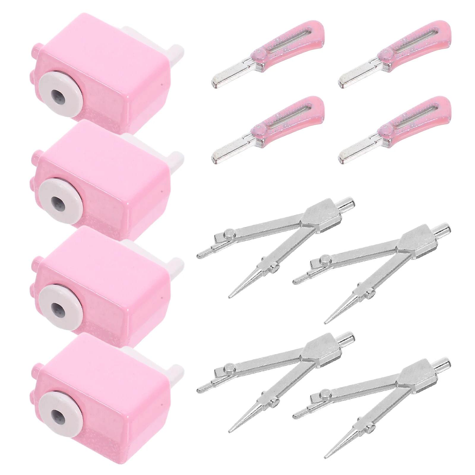 1 مجموعة مصغرة الفصول الدراسية اكسسوارات واقعية صغيرة البوصلة الرجعية براية أقلام صغيرة الحرفية القاطع دمية ديكور لوازم #2