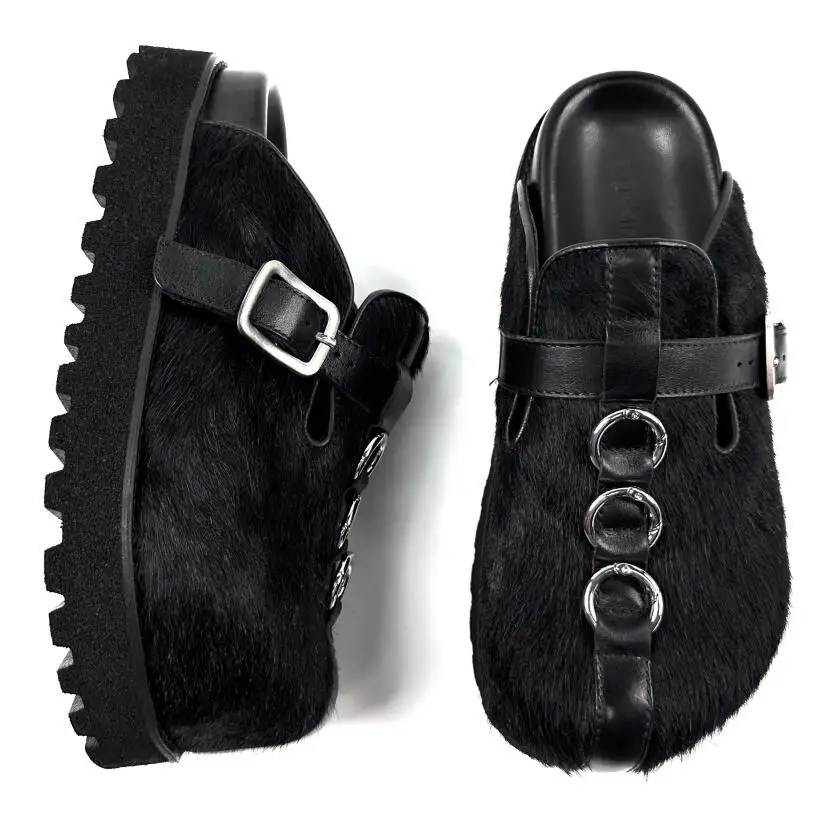 

Real Fur Handmade Retro Cowhide Personalized Thick Sole Customized Luxury Birken Platform Sandals